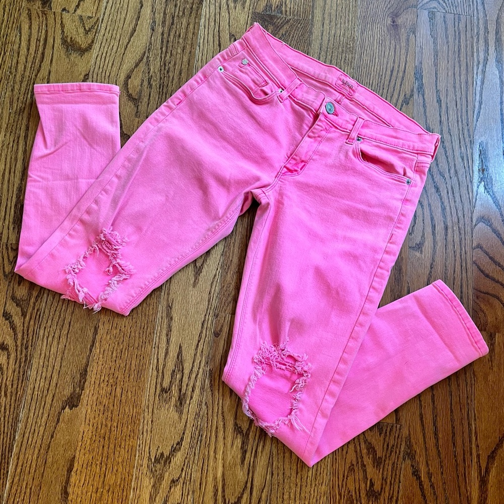 Hudson Finn Boy Hot Pink Ripped Skinny Jeans Sz 26